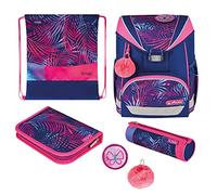 Herlitz Juego de 6 Mochilas Escolares Tropical Chill ergonómicas ultraligeras 1ª Clase para niños y niñas, 16 L