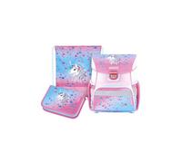 herlitz Loop Mochila escolar rosa unicornio | Juego de 3 piezas con mochila, bolsa de gimnasio y estuche