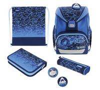 Herlitz Mochila escolar UltraLight Plus Blue Shark rellena, 1 unidad, multicolor, 36 x 28 x 21 cm, Casual