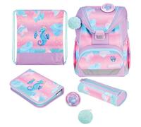 Herlitz Mochila escolar unisex para niños, color rosa, lila, azul claro, Rosa Lila Azul Claro, 36 x 28 x 21 cm, 16 l