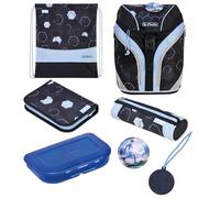Herlitz Mochila escolar unisex para niños SoftLight Plus Greenline, color azul, azul, 38 x 28 x 23 cm, 18 l