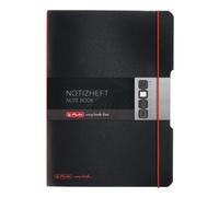 Herlitz my.book flex - Cuaderno con portada cambiable de PP con cierre de goma, 2 juegos de 40 hojas, A4, color rojo o negro
