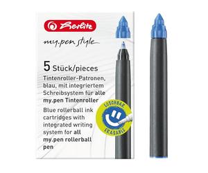 Herlitz my.pen 11378999 - Cartuchos de tinta para bolígrafos (5 unidades), color azul