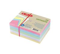 herlitz Paquete de 400 fichas A6 a rayas, 50 unidades por color: rosa, azul, verde, blanco y amarillo, 170 g/m², sin madera, para escuela, estudio y oficina