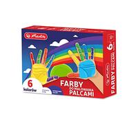 Herlitz Pinturas para pintar con los dedos | 6 colores de 40 ml | pinturas no tóxicas para juegos sensoriales | escuela de guardería | pintura artesanal | desarrollo para niños | ecológico |
