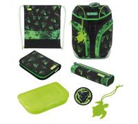 Herlitz Softlight Plus Mochila escolar, Niños, Multicolor, 38 x 28 x 23 cm | Negro y verde, de botellas de PET recicladas, 1ª clase primaria, 18 l, Panther