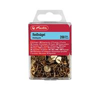 Herlitz y chinchetas, kunststoffummanteltes metal redonda, 200 unidades en caja colgante, color metálico
