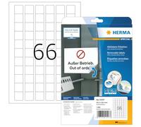 Herma 10107 - Etiquetas despegables A4, 25.4 x 25.4 mm, cuadrado, papel mate, 1650 unidades, color blanco