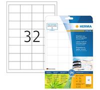 HERMA 10702 Etiquetas recicladas, 20 hojas, 48,3 x 33,8 mm, 32 hojas por A4, 640 unidades, autoadhesivas, imprimibles, mate, en blanco, papel reciclado, blanco natural