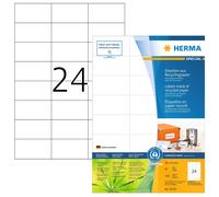 HERMA 10729 Recycled Labels, 80 Sheets, 70 x 37 mm, 24 Per A4 Sheet, 1920 Sticke