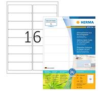 HERMA 10730 Etiquetas recicladas, 80 hojas, 99,1 x 33,8 mm, 16 hojas por A4, 1280 unidades, autoadhesivas, imprimibles, mate, en blanco, papel reciclado, blanco natural