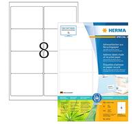 HERMA 10732 Etiquetas recicladas, 80 hojas, 99,1 x 67,7 mm, 8 hojas por A4, 640 unidades, autoadhesivas, imprimibles, mate, en blanco, papel reciclado, blanco natural