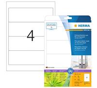 HERMA 10746 Etiquetas para lomo reciclado de archivadores, cortas, anchas, 20 hojas, 192 x 61 mm, 4 hojas por A4, 80 unidades, autoadhesivas, imprimibles, opacas, etiquetas para archivadores,