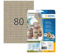 HERMA 10751 Etiquetas universales de papel de hierba, 20 hojas, 35,6 x 16,9 mm, 80 hojas por A4, 1600 unidades, autoadhesivas, imprimibles, mate, en blanco, papel Silphie, etiquetas adhesivas, color