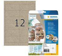 HERMA 10754 Etiquetas universales de papel de hierba, 20 hojas, 97 x 42,3 mm, 12 hojas por A4, 240 unidades, autoadhesivas, imprimibles, mate, en blanco, papel Silphie, color marrón natural