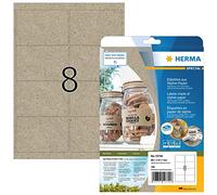 HERMA 10755 Etiquetas de dirección de papel de hierba, 20 hojas, 99,1 x 67,7 mm, 8 por hoja A4, 160 unidades, autoadhesivas, imprimibles, mate, en blanco, papel Silphie, etiquetas para direcciones,