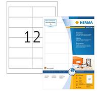 HERMA 10781 - Pegatinas para direcciones de impresora de inyección de tinta DIN A4 (97 x 42,3 mm, 80 hojas, papel mate) autoadhesivas, imprimibles, permanentes, 960 etiquetas adhesivas, color blanco