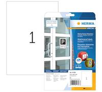 HERMA 10798 Etiquetas impermeables impregnadas, 20 hojas, 210 x 297 mm, 1 por hoja A4, 20 unidades, autoadhesivas, imprimibles, mate, en blanco, para exteriores, de papel especial, color blanco