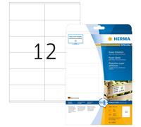 HERMA 10908 Extra Strong Adhesive Labels, 12 Labels per A4 Sheet, 25 Sheets, 105