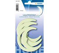 HERMA 15018 Pegatinas Luminosas para niños, Luna (3 Pegatinas Luminosas, plástico, Fluorescente) Autoadhesivas, despegables y Reutilizables, decoración de habitación Infantil, 16 x 9 cm
