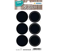 HERMA 15092 Pizarra adhesiva redonda para escribir 12 unidades, diámetro de 30 mm, etiquetas de pizarra autoadhesivas para vasos, pizarras para decoración, pizarras para cocina, tarros de especias,