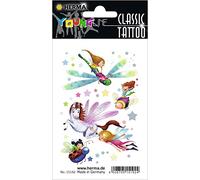 HERMA 15192 Tatuajes temporales de elfos, 4 unidades, tatuajes adhesivos para pegar, tatuajes falsos con diseño de hada caballo libélula, tatuajes infantiles para cumpleaños, carnaval, niños, adultos