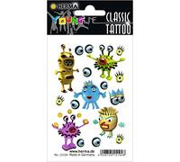 HERMA 15194 Tatuajes temporales de monstruos, 10 unidades, tatuajes adhesivos para pegar, tatuajes falsos con diseño de monstruo, pegatinas para cumpleaños, carnaval, niños, adultos