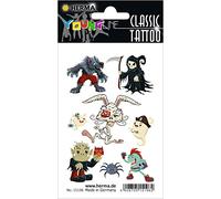HERMA 15196 Tatuajes temporales zombie, 8 unidades, tatuajes adhesivos para pegar, tatuajes falsos con motivo de hombre lobo monstruo, tatuajes infantiles para cumpleaños, carnaval, niños, adultos