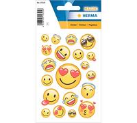 HERMA 15325 Pegatinas hinchadas para niños, sonrisa feliz (19 pegatinas, plástico, mate) autoadhesivas, etiquetas adhesivas permanentes para niñas y niños, coloridas