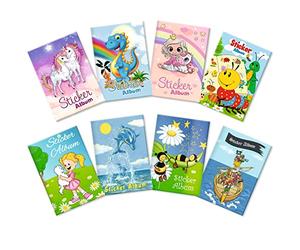 HERMA 15426 Álbum de pegatinas en blanco para coleccionar, surtido A5, 8 unidades, libro de pegatinas recubierto de papel de silicona para despegar y reutilizar las pegatinas, en blanco, álbum de