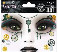 HERMA 15438 - Pegatinas de arte facial Steampunk Amelia, dermatológicamente probadas, despegables, tatuajes temporales, pintura de cara con purpurina para carnaval, Halloween, niños y adultos