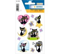 HERMA 15462 Pegatinas con purpurina para niños, gato lindo (11 pegatinas, papel de aluminio, purpurina), autoadhesivas, etiquetas adhesivas permanentes para niñas y niños, coloridas