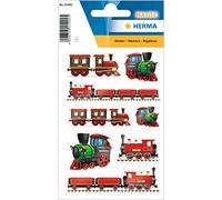 HERMA 15492 Pegatinas para niños, ferrocarril (8 pegatinas, lámina, brillantes), autoadhesivas, permanentes, para niñas y niños, multicolor