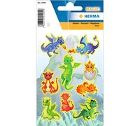 HERMA 15494 - Pegatinas de neón para niños, diseño de dragón (9 pegatinas, plástico mate), color blanco