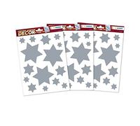Herma 45 pegatinas de Navidad, estrellas de plata, para la decoración de Navidad de la ventana, se adhieren sin pegamento y son extraíbles, etiquetas autoadhesivas/pegatinas para niños