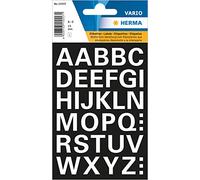 HERMA 15557 Pegatinas Letras A-Z Resistentes Intemperie, 15 mm, 36 Etiquetas, Negro y Transparente