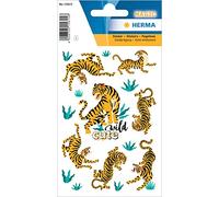 HERMA 15615 - Pegatinas de tigre salvaje con elegante relieve dorado en relieve, color dorado, permanente, 1 hoja / 16 pegatinas