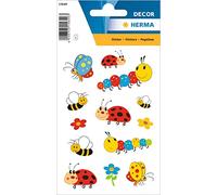 HERMA 15649 Pegatinas Mariquitas Abejas Pequeñas 39 Unidades Animales Pegatinas con Divertida Mariposa Robo Flores Niños Etiquetas para Álbum de Fotos Diario Scrapbooking Cumpleaños Decoración DIY DIY