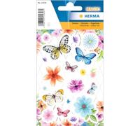 HERMA 15656 Pegatinas de flores brillantes pequeñas y grandes, 19 unidades, mariposas con diseño de plantas, flores, etiquetas para niños, para álbum de fotos, diario, álbum de poesía, álbum de