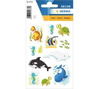 HERMA 15733 Animales Divertidos Pegatinas para Niños, Familia Ballena y Amigos (36 Pegatinas, Papel, Mate) Autoadhesivas, Pegatinas Permanentes Pegatinas Motivos Etiquetas para Niñas Niños Color