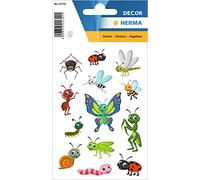 HERMA 15742 Pegatinas de insectos pequeños, 39 unidades, pegatinas con araña, libélula, oruga, caracol, mariquita, gusano, pajarita para niños, etiquetas para álbum de fotos, diario, scrapbooking,