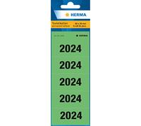 HERMA 1684 YearsNumbers Pegatinas 2024 para carpetas, 100 unidades, 60 x 26 mm, 5 por hoja, autoadhesivas, opacas, etiquetas de texto, mate, etiquetas adhesivas de papel, pegatinas verdes