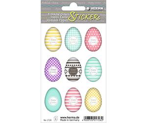 HERMA 1728 Pegatinas de Pascua "Juego de huevos multicolor", pegatinas autoadhesivas para niños para decoración de Pascua, manualidades o como regalo, 27 pegatinas de Pascua