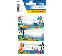 HERMA 1889 - Etiquetas autoadhesivas para libros de dinosaurio, 9 piezas, 76 x 35 mm, autoadhesivas, para escuela, niños, niñas, niños, multicolor, etiquetas de libros, coloridas