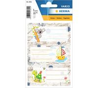 HERMA 1892 Etiquetas de libro para escribir amigos de la caja de arena, 9 unidades, 76 x 35 mm, autoadhesivas, a rayas, pegatinas para libros escolares, niños, niñas, niños, pegatinas multicolores,