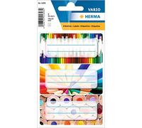 HERMA 1898 Etiquetas adhesivas para libros para escribir, 9 unidades, 76 x 35 mm, autoadhesivas, a rayas, pegatinas para libros escolares, niños, niñas, niños, multicolores, pegatinas coloridas