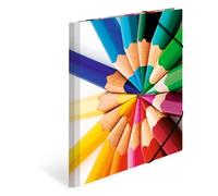 HERMA 19224 Carpeta A4 Impressions Bolígrafos, 3 unidades, para niños, de cartón con impresión interior y goma, juego de carpetas de cartón para niños y niñas