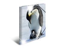HERMA 19335 Carpeta de dibujo Animales brillante con motivo Pingüinos, A3, plástico resistente, con impresión interior, carpeta de 1 palmo