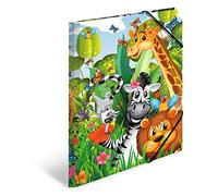 HERMA 19373 Carpeta A4 Kindergarten Animales Selva, 3 unidades, para niños, de cartón con impresión interior y goma, juego de carpetas estables de cartón para niños y niñas