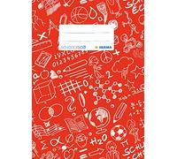 HERMA 19414 Schoolydoo - Funda para cuaderno A5 con etiqueta de rotulación de polipropileno resistente y lavable, color rojo